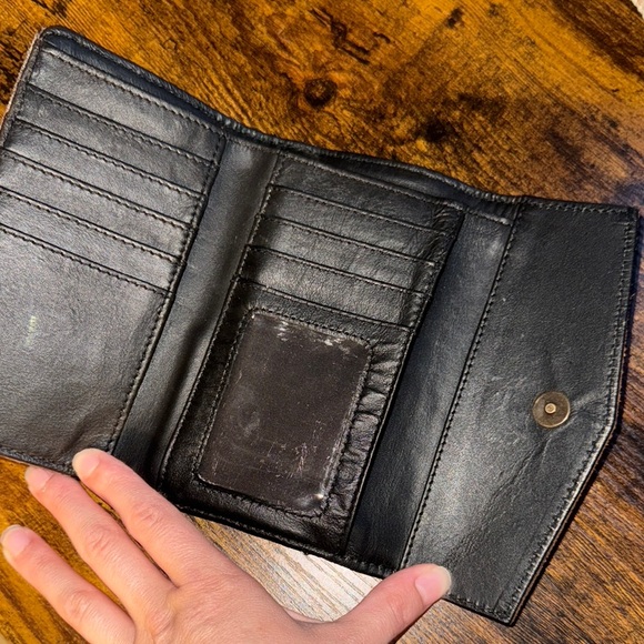 Brown Cowhide and Leather Tooled Wallet - Picture 2 of 5